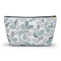 Cherry Plum Leaves Accessory Pouch w T-bottom in Aqua